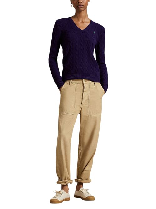 scollo a v donna a trecce viola Ralph Lauren | 211971866010